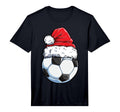 Soccer Ball Santa Hat Funny Sports T-Shirt - Novelty Apparel Unisex
