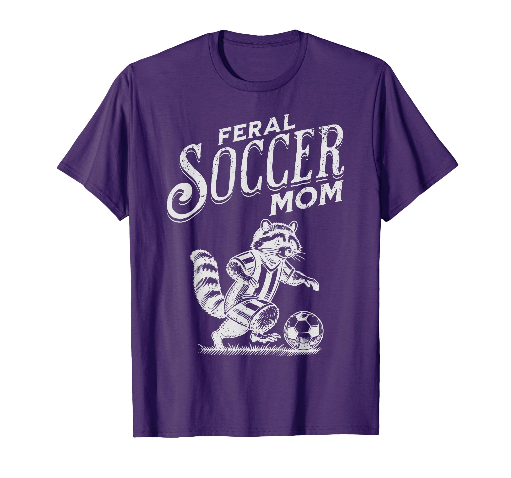 Feral Soccer Mom Raccoon Soccer Player T-Shirt - Unique Graphic Men Women