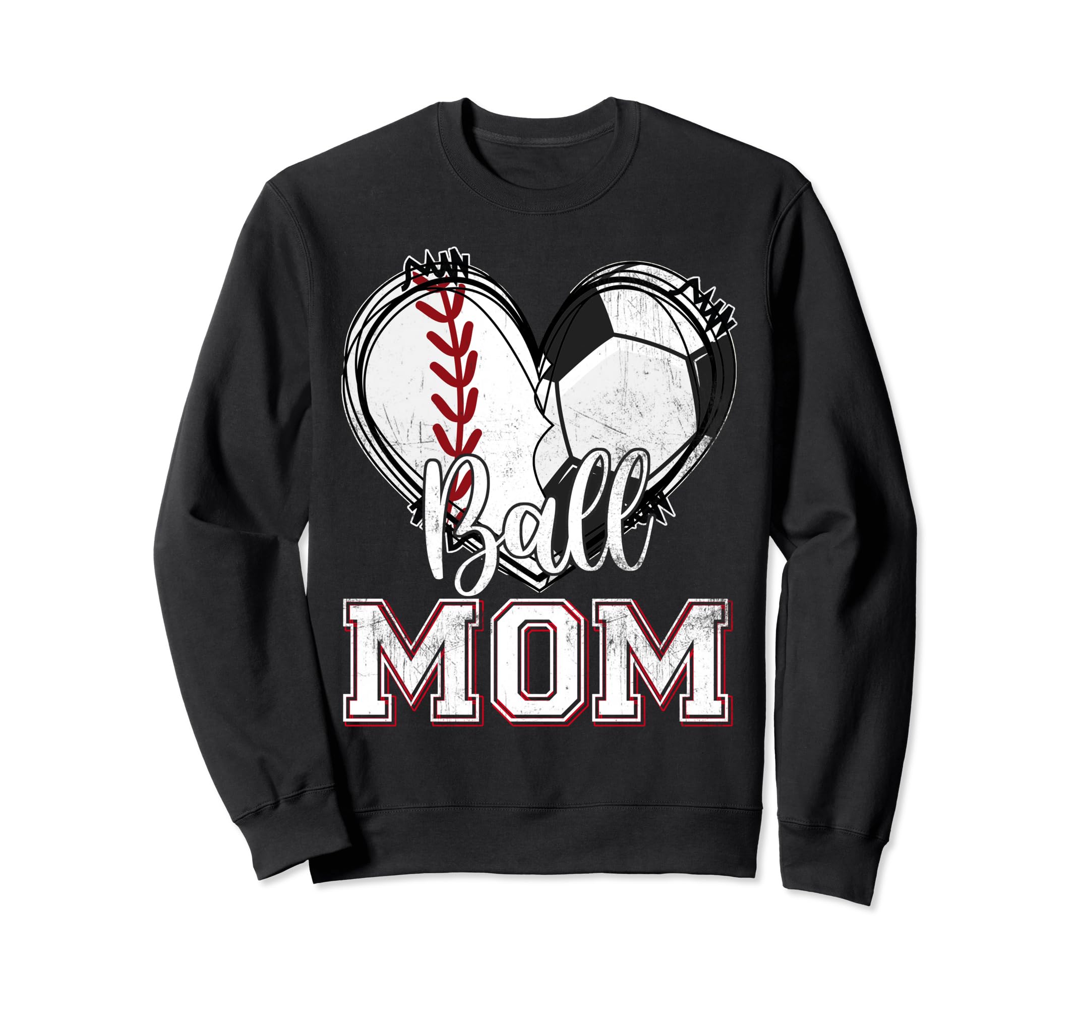 Ball Mom Baseball Soccer Heart Sweatshirt - Aesthetic Graphic Men Women