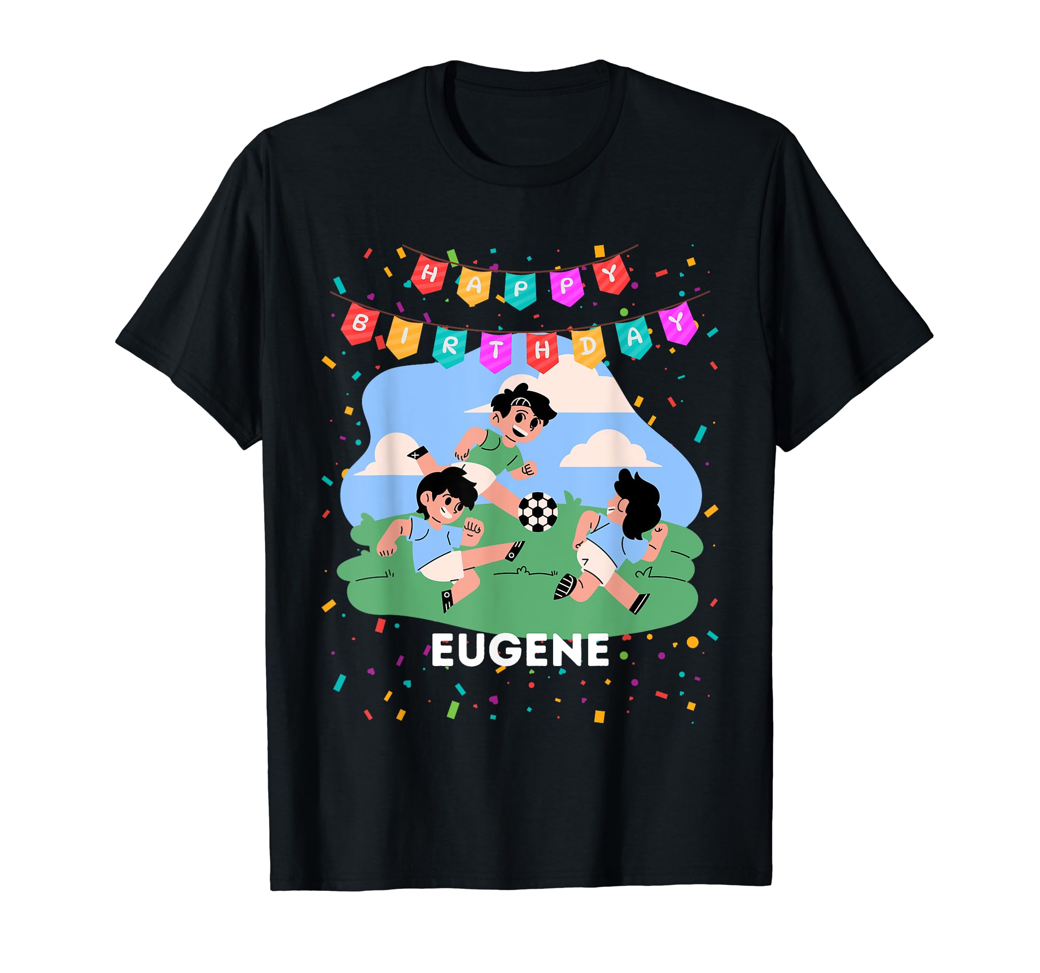 Birthday Eugene Soccer Theme Party T T-Shirt - Graphic Print for Adults