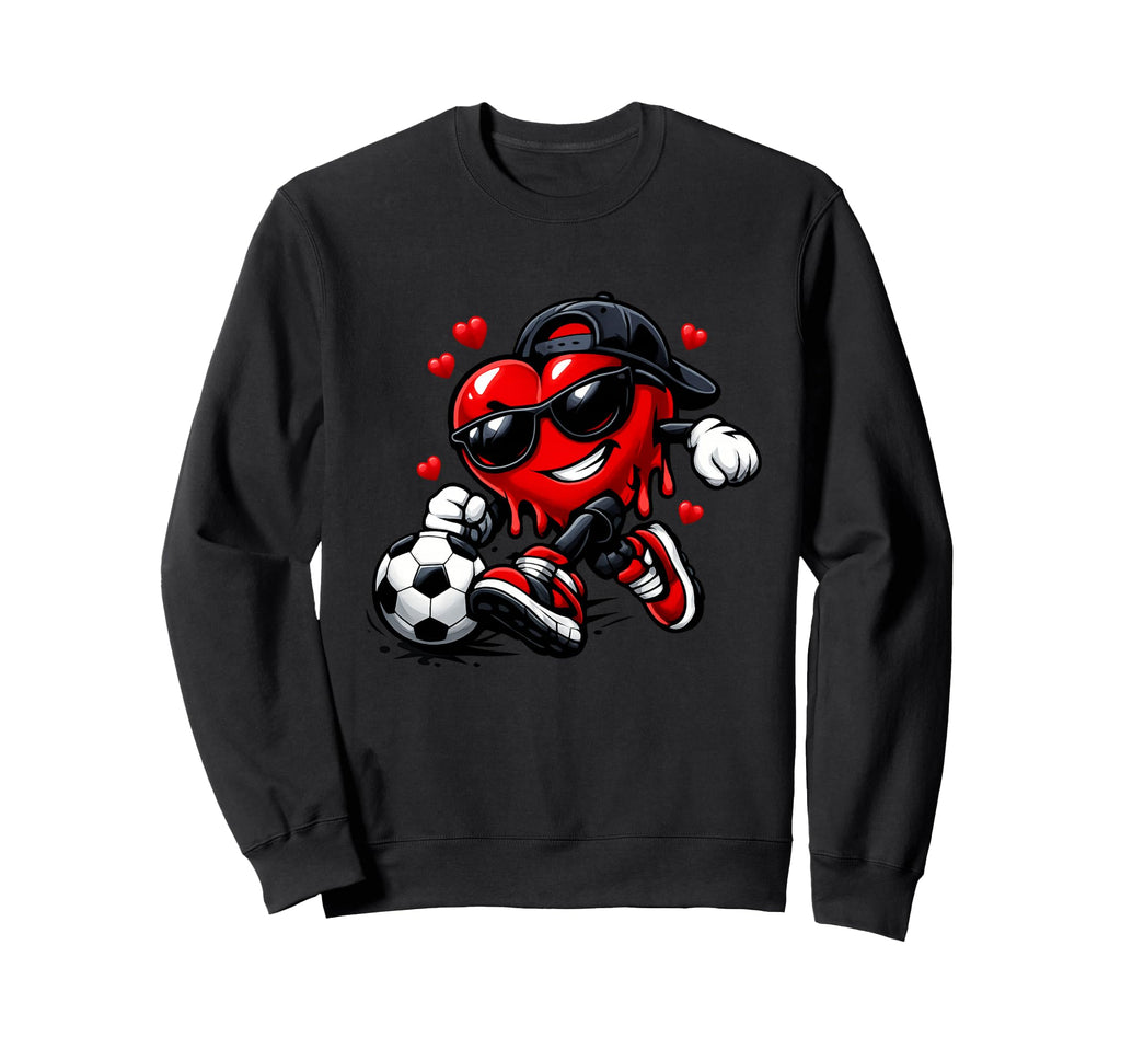 Valentine Soccer Heart Funny Sweatshirt - Casual Everyday Wear Unisex