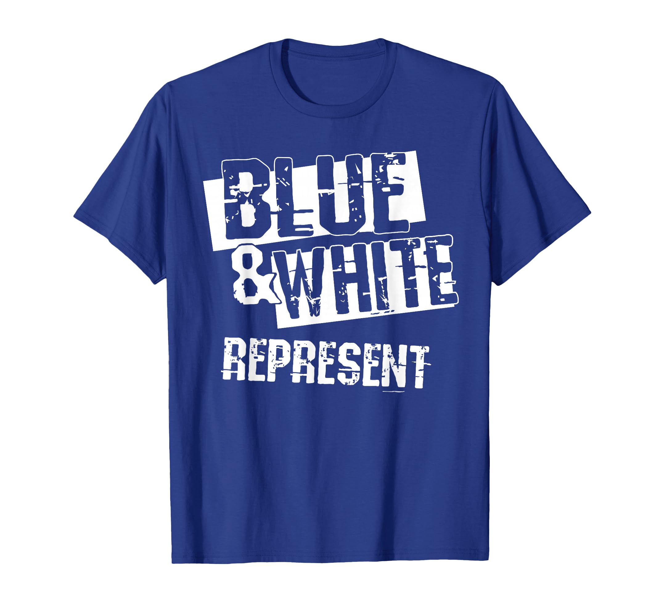 Blue And White Game Day Group T-Shirt - Casual Everyday Wear Men Women