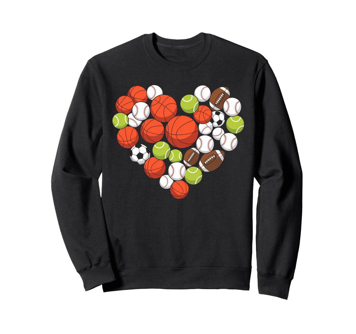 I Love Sports Basketball Football Sweatshirt - Graphic Print for Adults