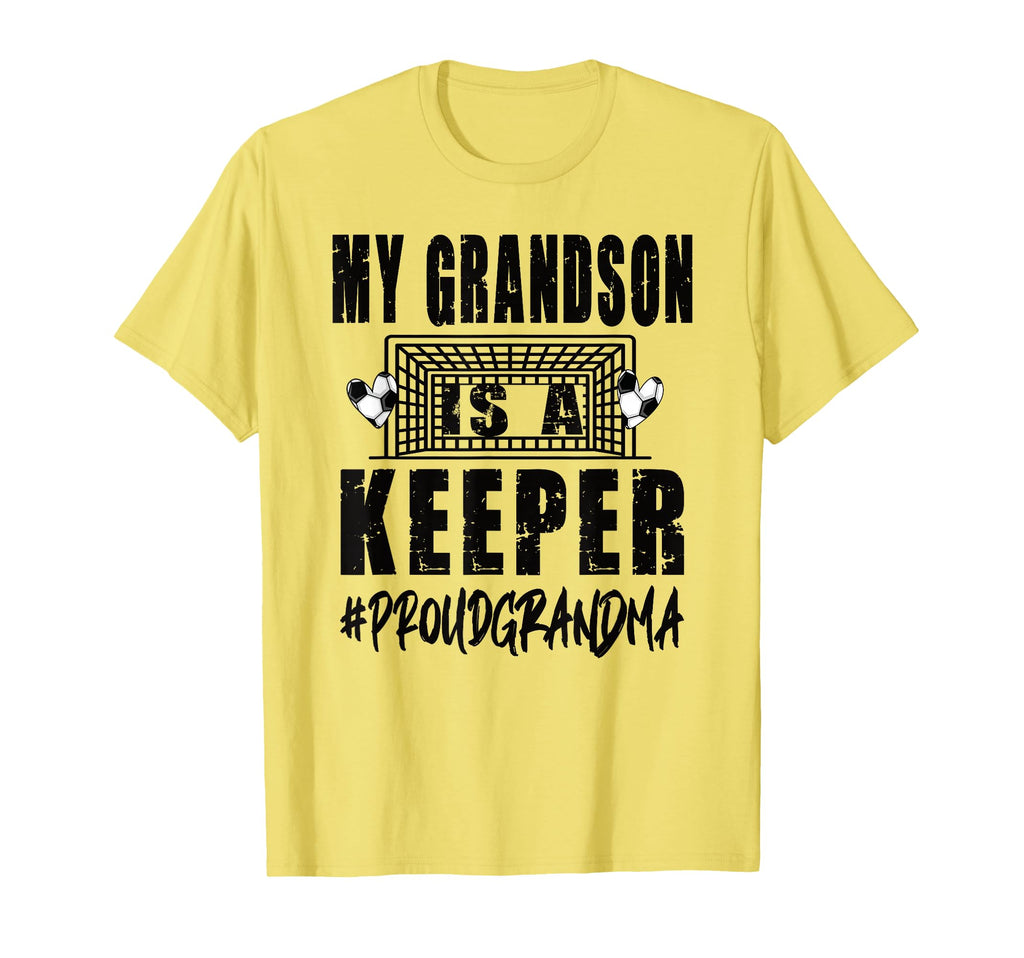 My Grandson Is Keeper Soccer T-Shirt - Minimalist Print for Adults