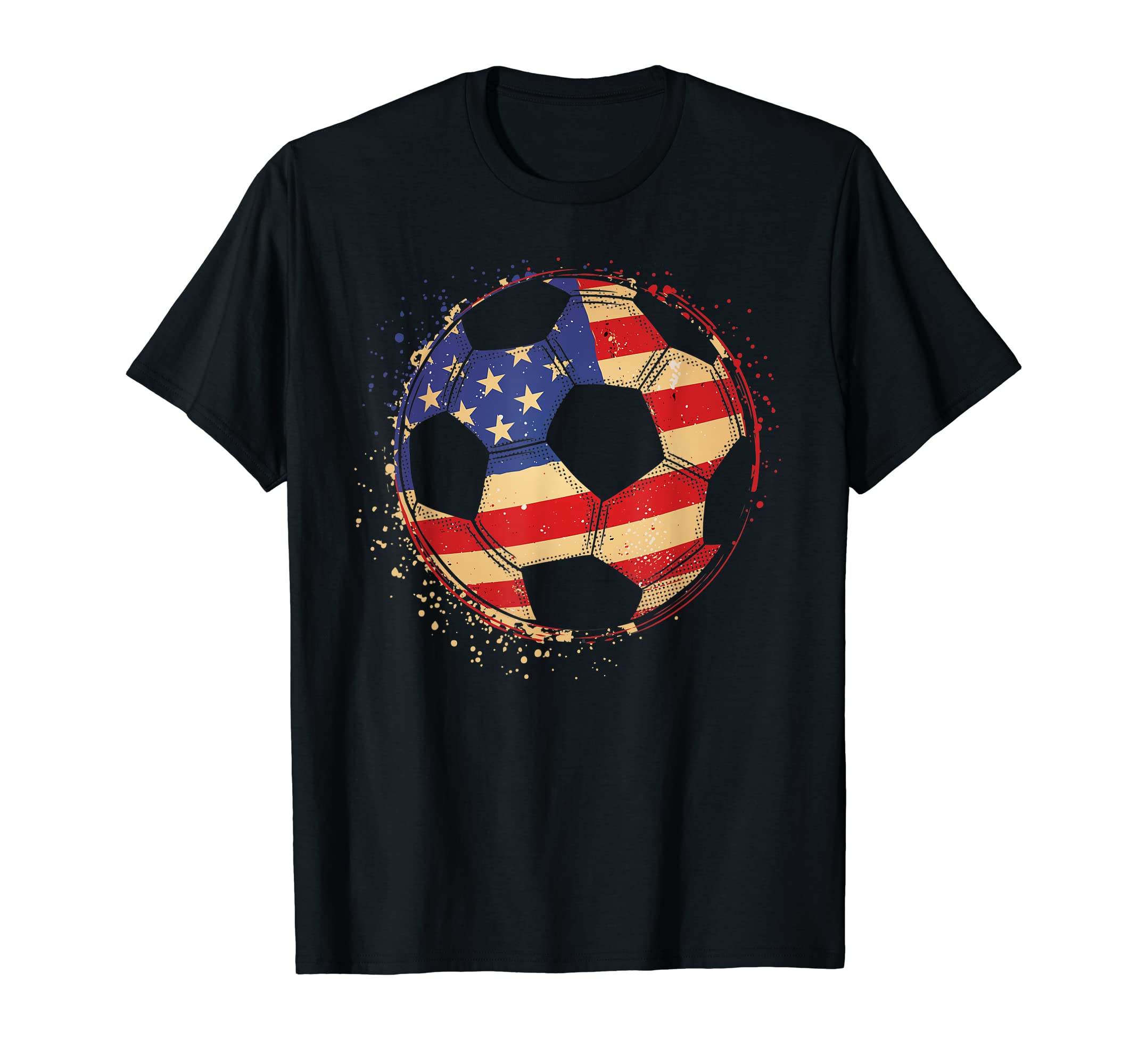 American Flag Soccer Ball United States T-Shirt - Aesthetic Graphic Unisex
