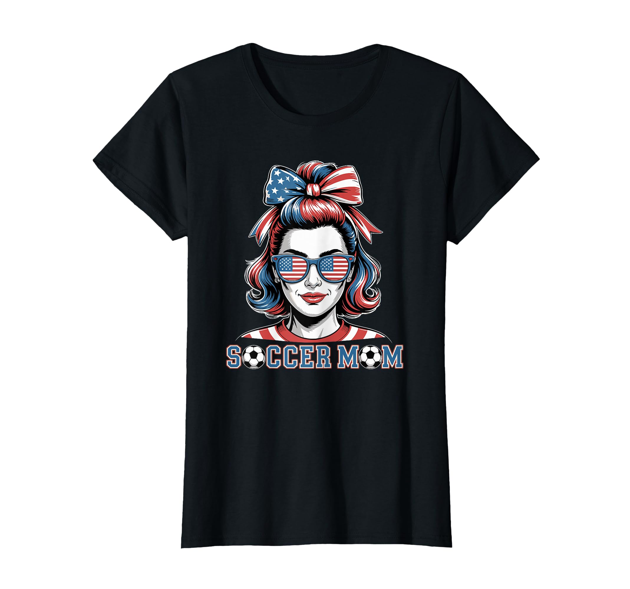 Patriotic Soccer Mom American Flag T-Shirt - Custom Art Print Men Women