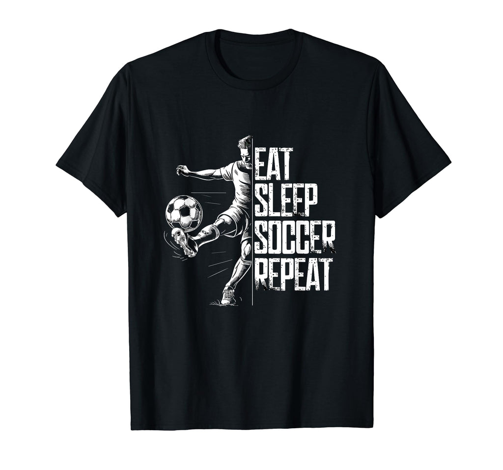 Eat Sleep Soccer Repeat Soccer Player T-Shirt - Trendy Graphic Unisex
