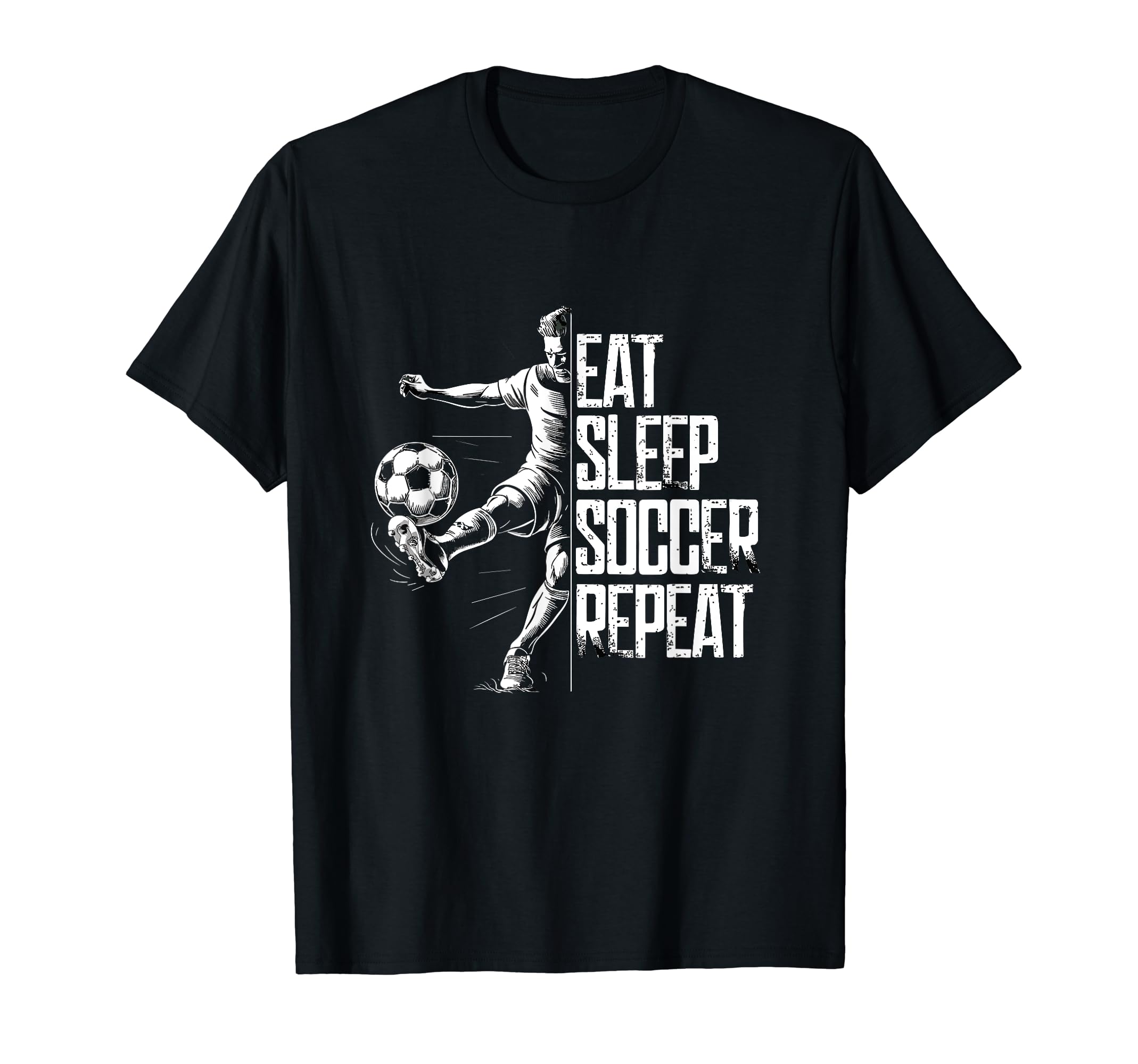 Eat Sleep Soccer Repeat Soccer Player T-Shirt - Trendy Graphic Unisex