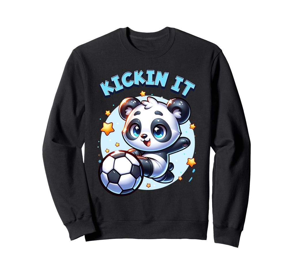 Soccer Player Panda Kickin It Sweatshirt - Trendy Graphic Men Women