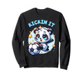 Soccer Player Panda Kickin It Sweatshirt - Trendy Graphic Men Women