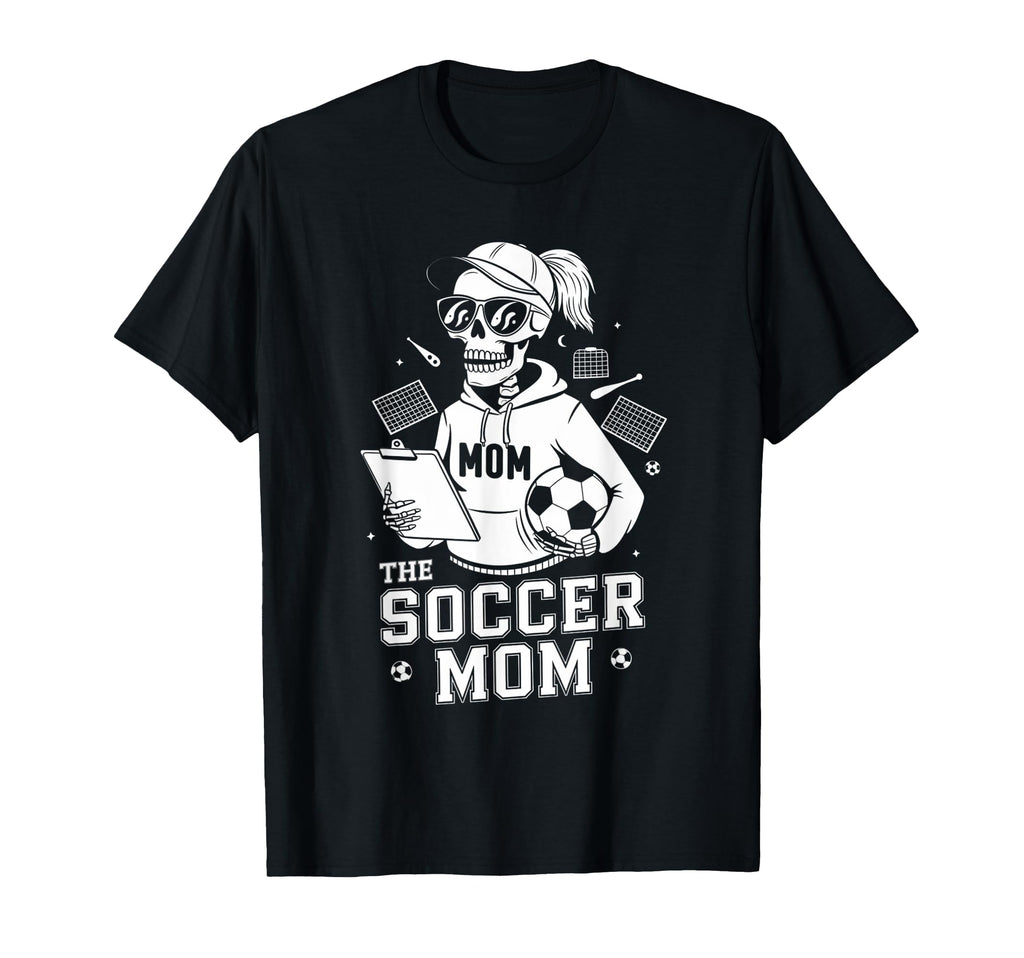 Soccer Mom Skeletton Halloween Soccer T-Shirt - Graphic Print for Adults