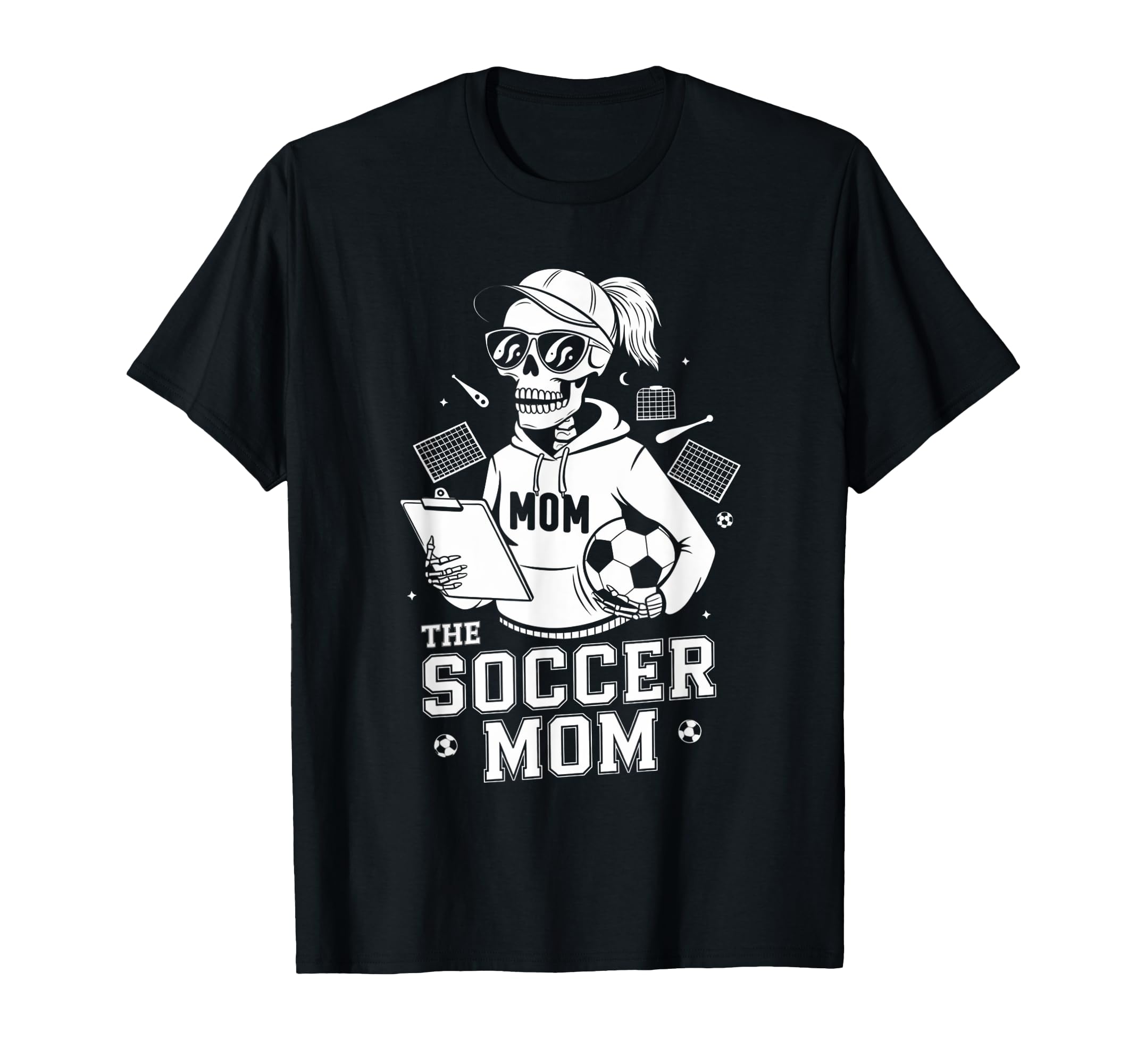 Soccer Mom Skeletton Halloween Soccer T-Shirt - Graphic Print for Adults