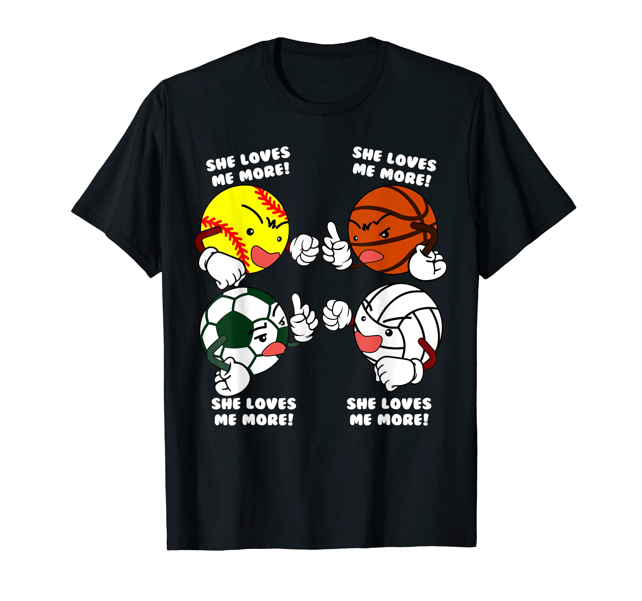She Loves Me More Softball Soccer T-Shirt - Graphic Print for Adults