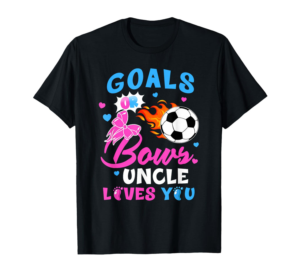 Gender Reveal Goals Or Bows Uncle Loves T-Shirt - Minimalist Print Unisex