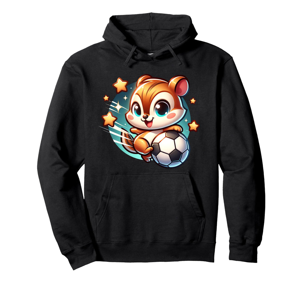 Chipmunk Soccer Player Kicking Soccer Hoodie - Novelty Apparel for Adults