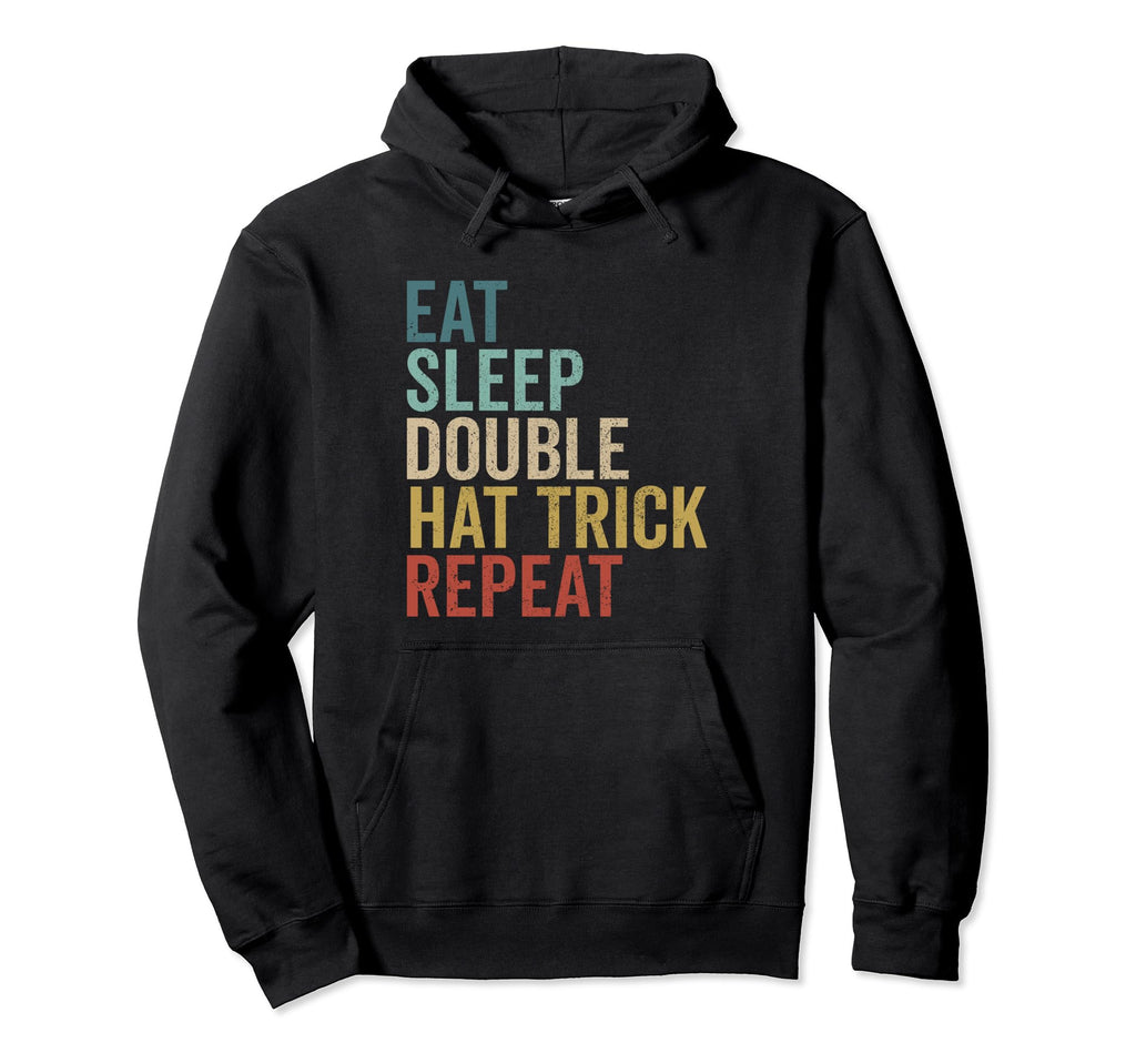 Eat Sleep Hat Trick Repeat Ice Hockey Hoodie - Minimalist Print Men Women