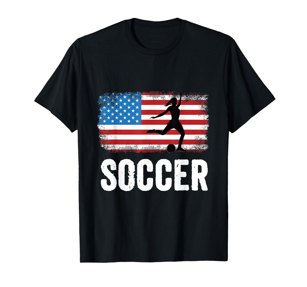 American Flag Soccer Usa Distressed T-Shirt - Trendy Graphic for Adults