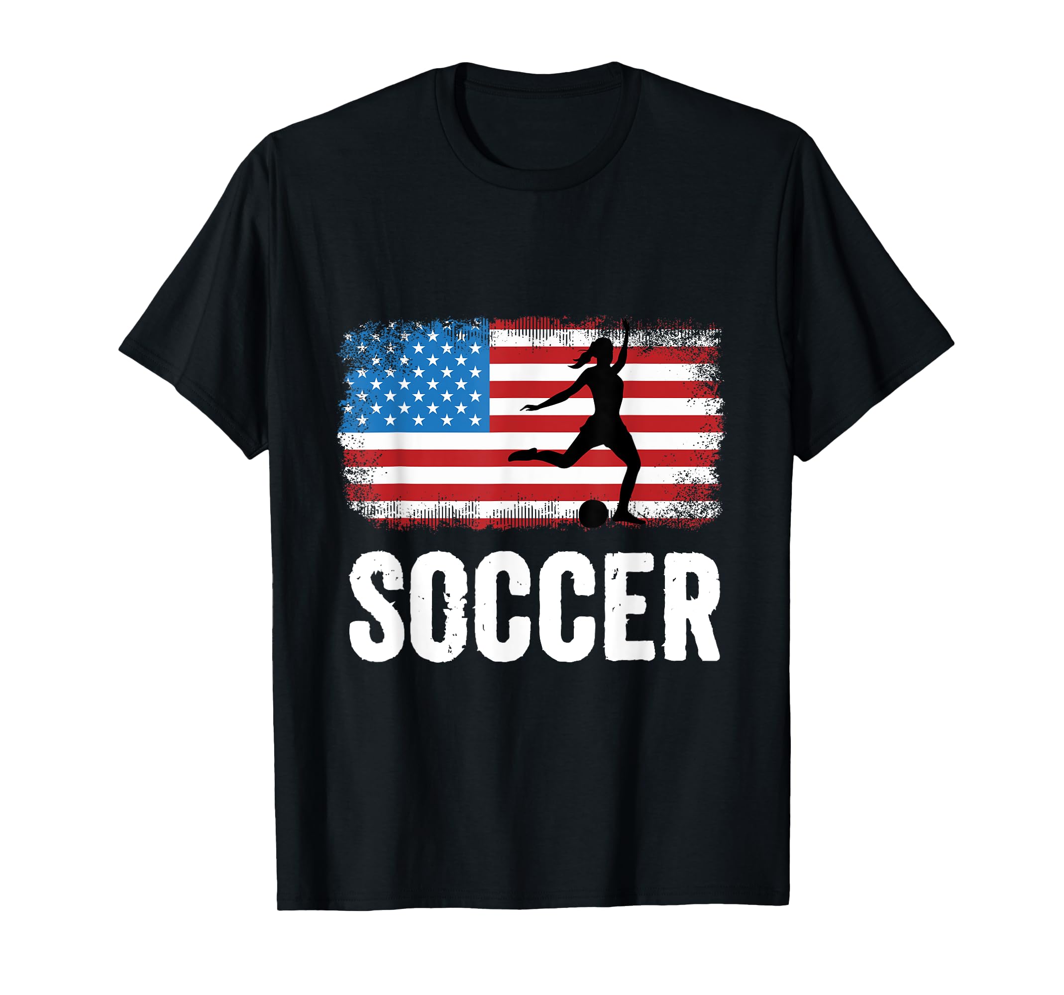 American Flag Soccer Usa Distressed T-Shirt - Trendy Graphic for Adults