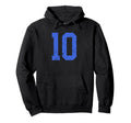 Distressed Royal Blue Number 10 Jersey Hoodie - Novelty Apparel for Adults