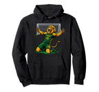 Lion Soccer Player Score Goal Knee Hoodie - Fun Novelty Design for Adults