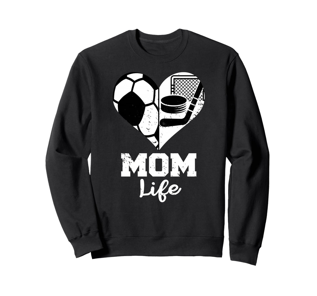 Mom Life Heart Funny Soccer Hockey Sweatshirt - Trendy Graphic Men Women