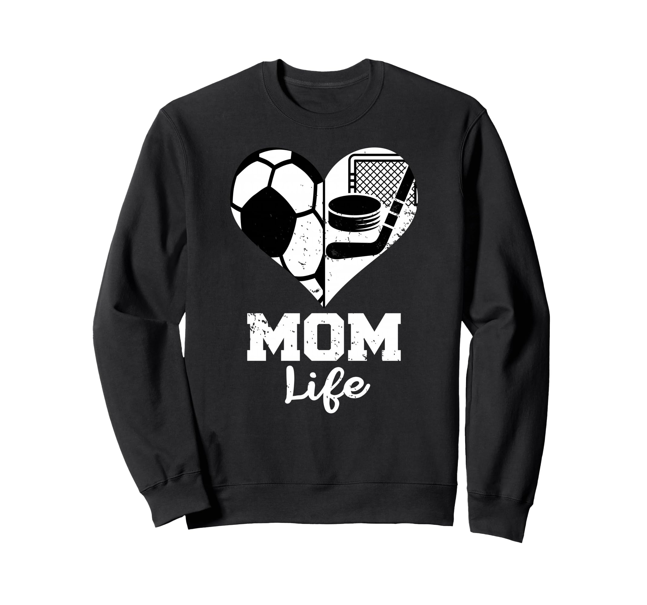 Mom Life Heart Funny Soccer Hockey Sweatshirt - Trendy Graphic Men Women