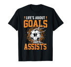 Lifes About Goals And Assists Soccer T-Shirt - Minimalist Print Men Women