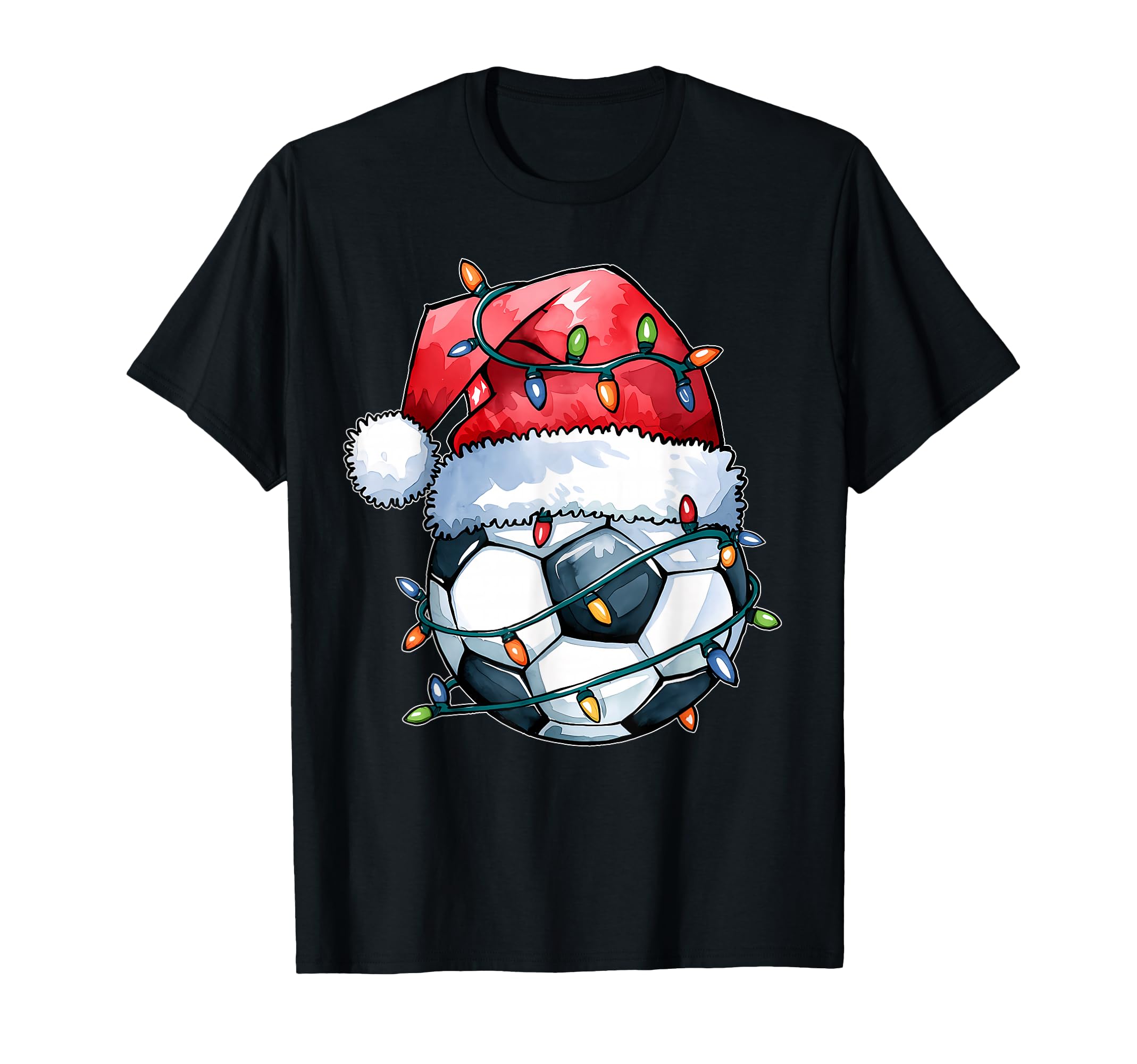 Soccer Funny Holiday Soccer Santa Hat T-Shirt - Fun Novelty Design Unisex