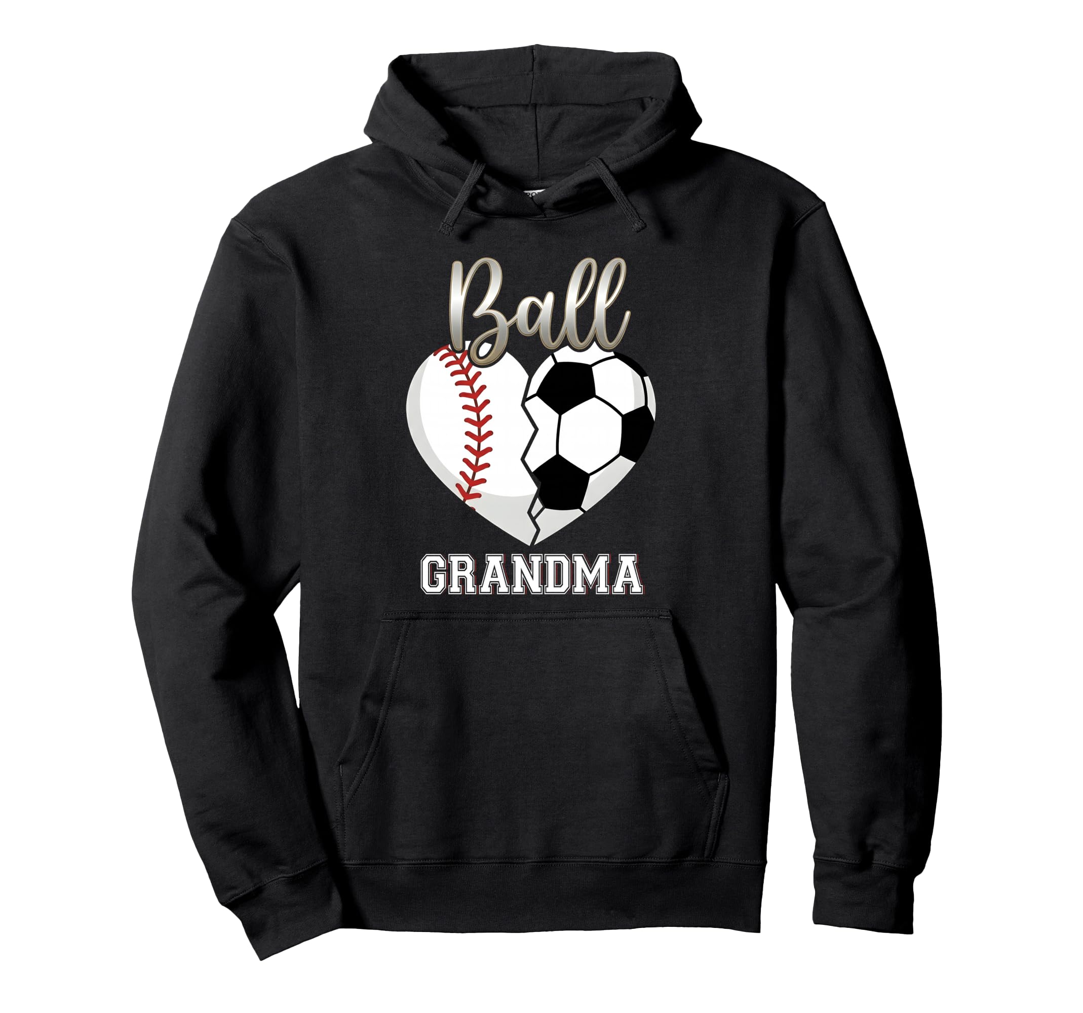 Ball Grandma Baseball Soccer Heart Hoodie - Aesthetic Graphic Unisex