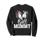 Ball Mom Heart Baseball Soccer Ball Sweatshirt - Streetwear Style Unisex