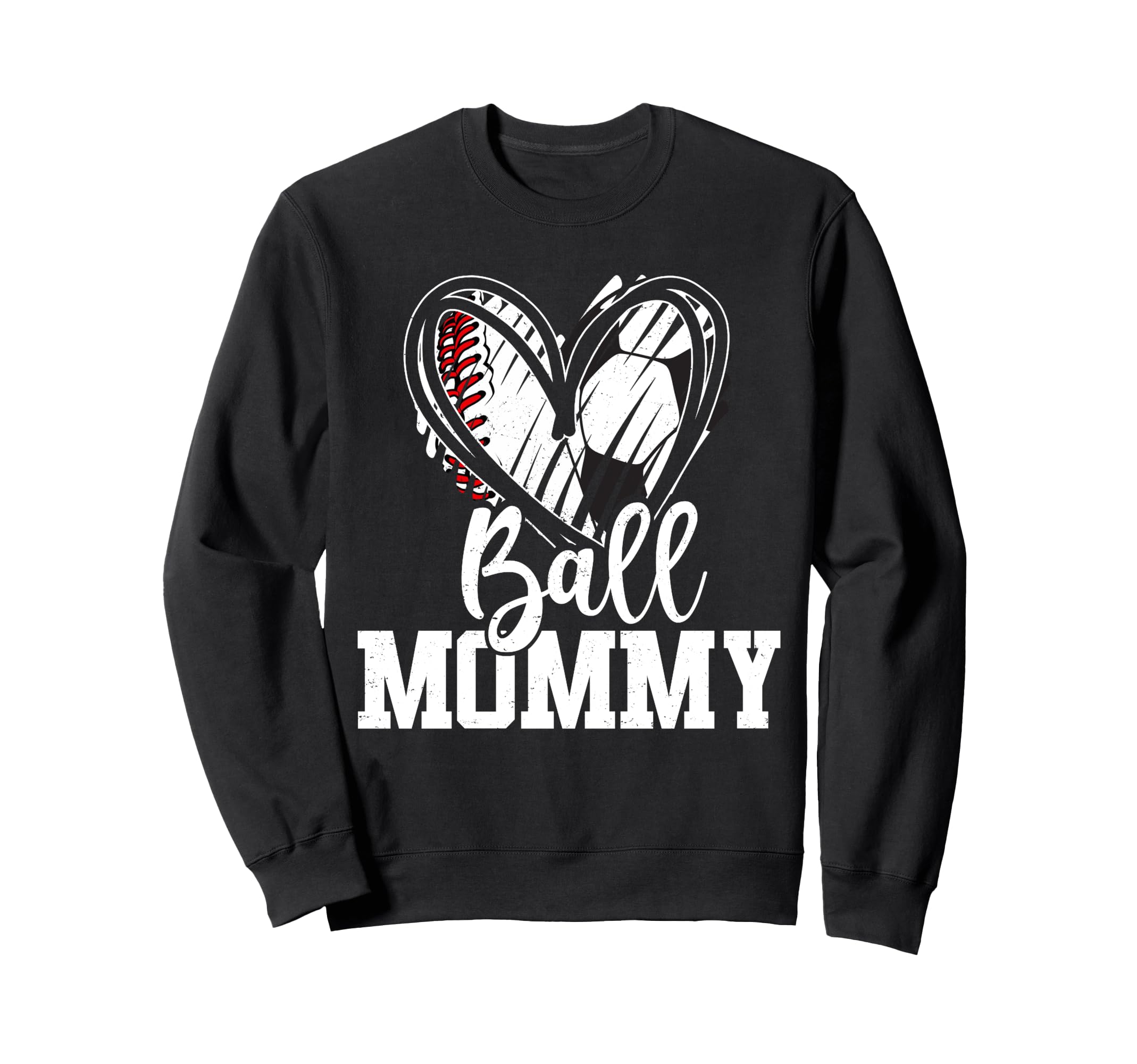 Ball Mom Heart Baseball Soccer Ball Sweatshirt - Streetwear Style Unisex