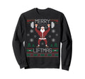 Merry Liftmas Ugly Santa Claus Sweatshirt - Fun Novelty Design Men Women