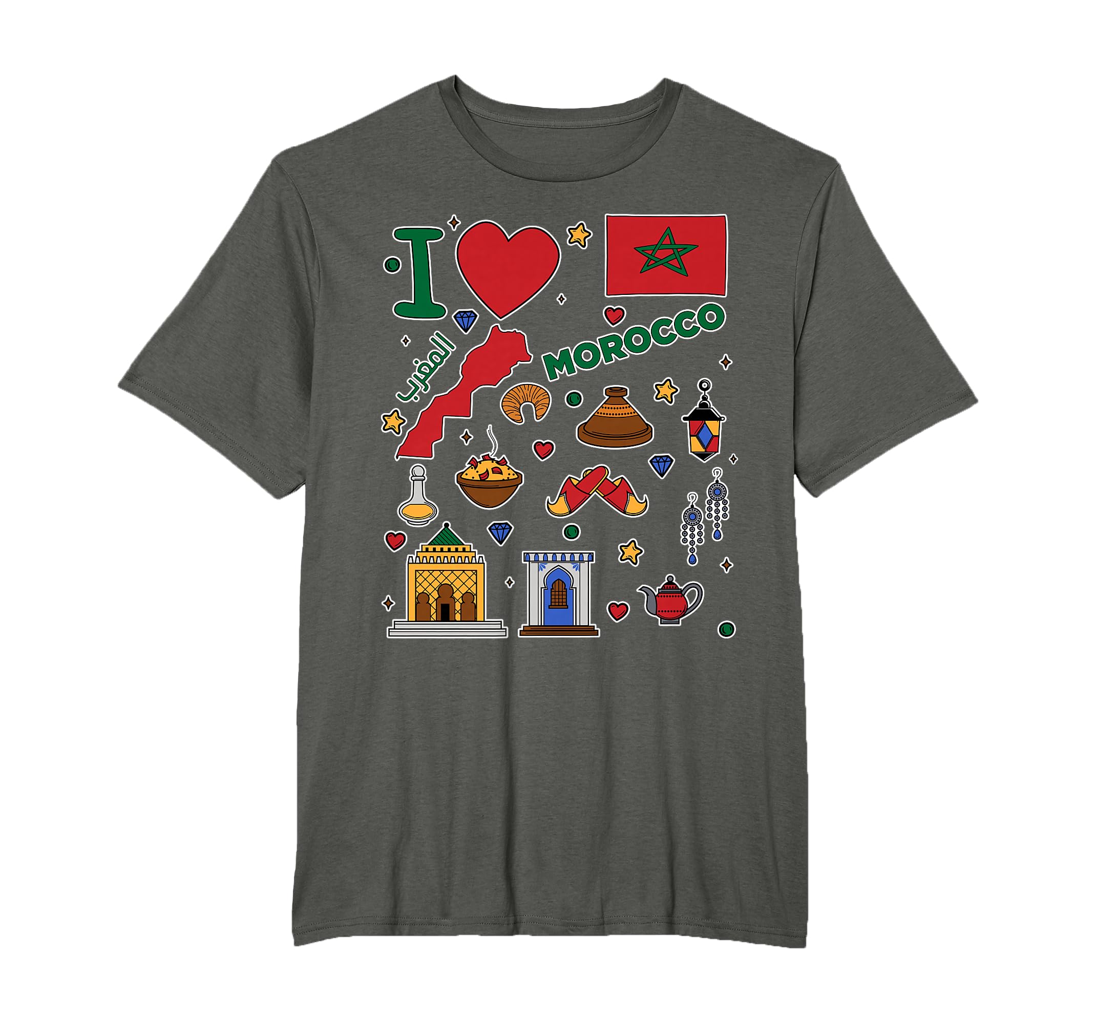 I Love Morocco Hand Drawn Moroccan T-Shirt - Minimalist Print Unisex
