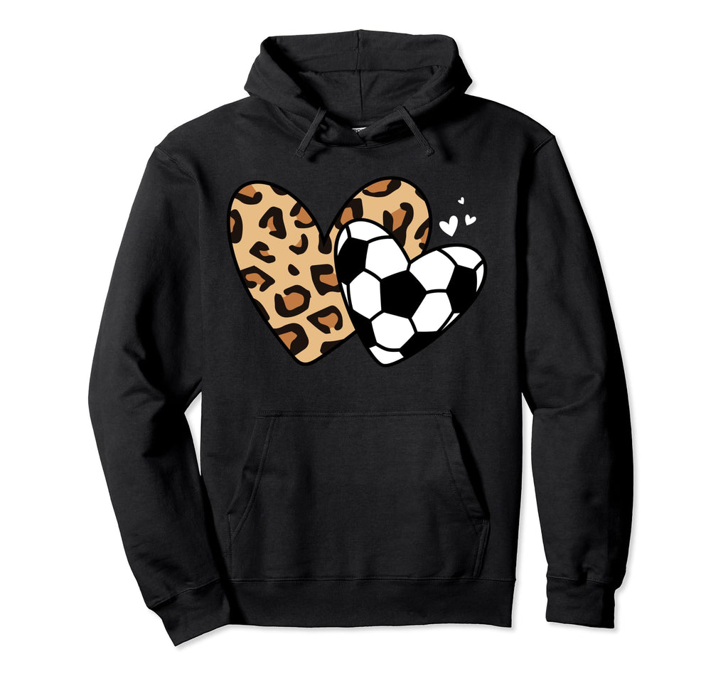 Soccer Heart Leopard Heart Funny Sport Hoodie - Graphic Print Unisex