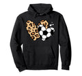 Soccer Heart Leopard Heart Funny Sport Hoodie - Graphic Print Unisex