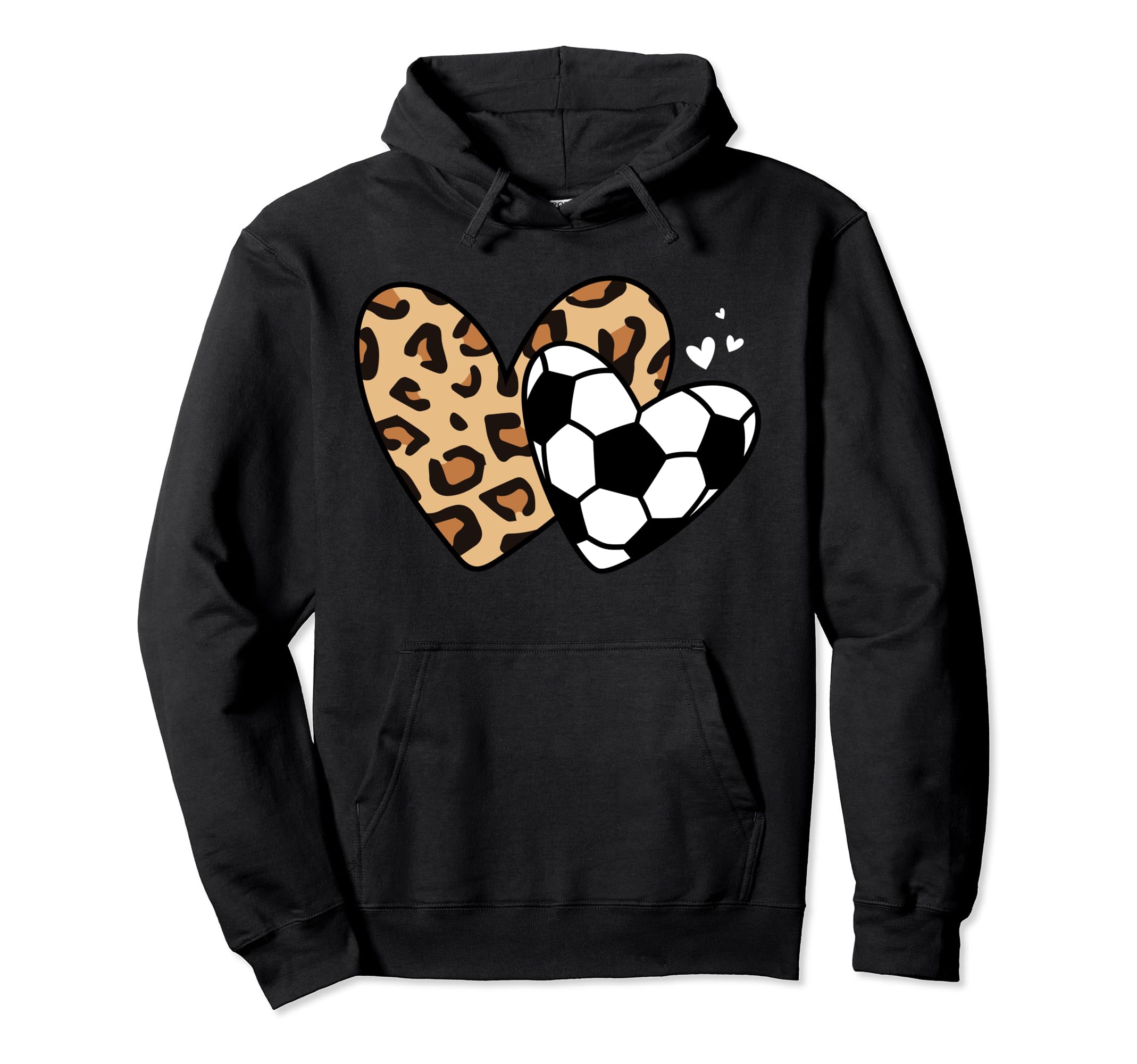 Soccer Heart Leopard Heart Funny Sport Hoodie - Graphic Print Unisex