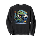 Soccer Player T Rex Dinosaur Kicking Sweatshirt - Trendy Graphic Men Women