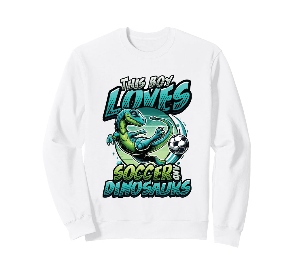 This Loves Soccer And Dinosaurs Sweatshirt - Aesthetic Graphic Men Women