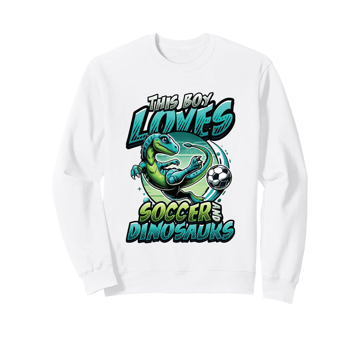 This Loves Soccer And Dinosaurs Sweatshirt - Aesthetic Graphic Men Women