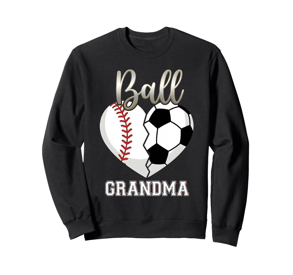 Ball Grandma Baseball Soccer Heart Sweatshirt - Novelty Apparel Unisex