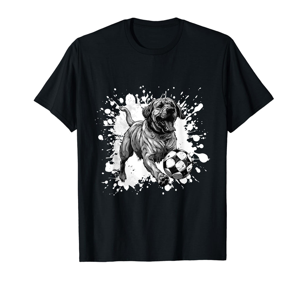 Mastiff Dog Playing Soccer Sports T-Shirt - Novelty Apparel for Adults