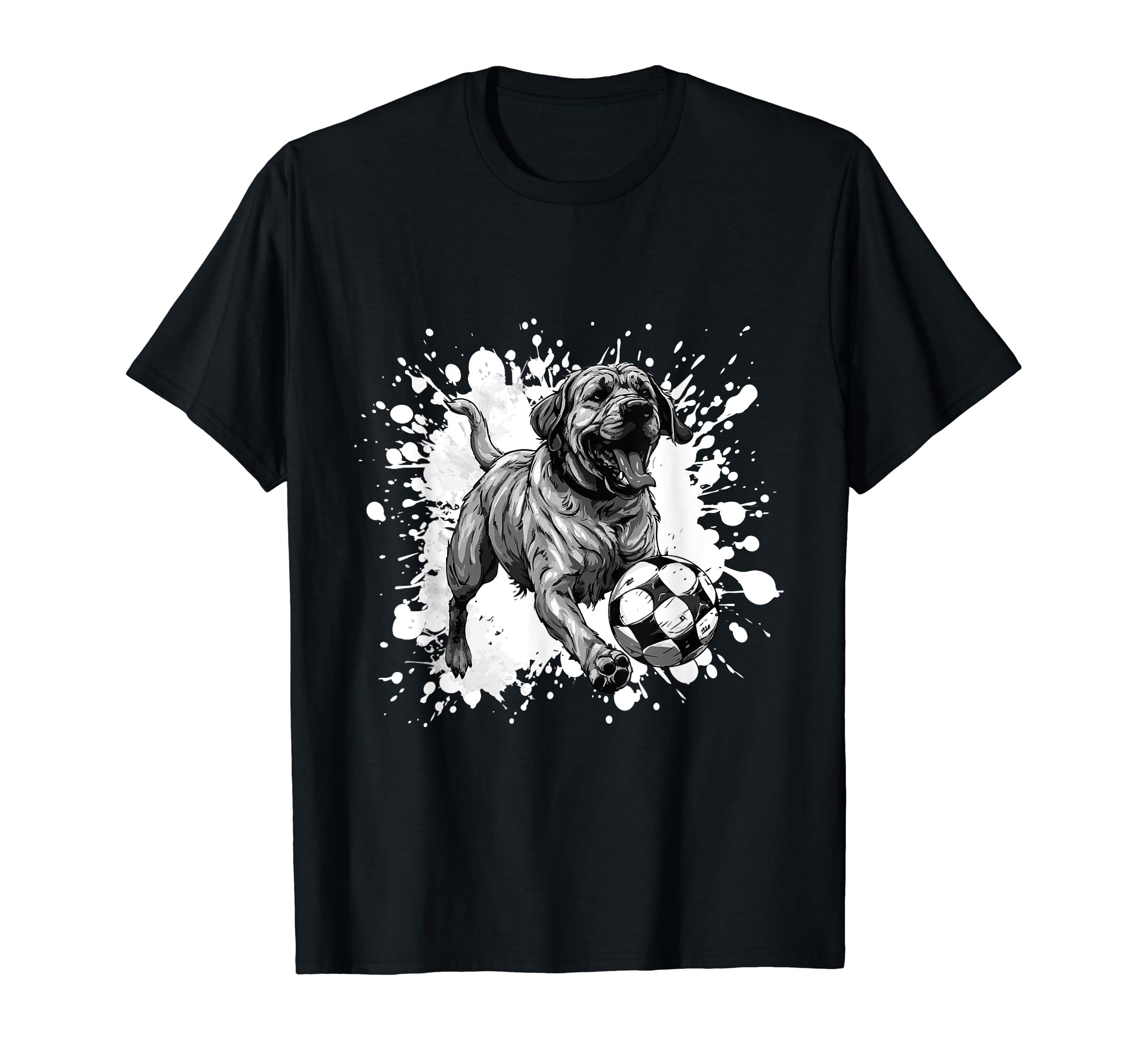 Mastiff Dog Playing Soccer Sports T-Shirt - Novelty Apparel for Adults