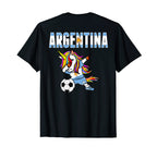 Dabbing Unicorn Argentina Soccer Fan T-Shirt - Unique Graphic Unisex