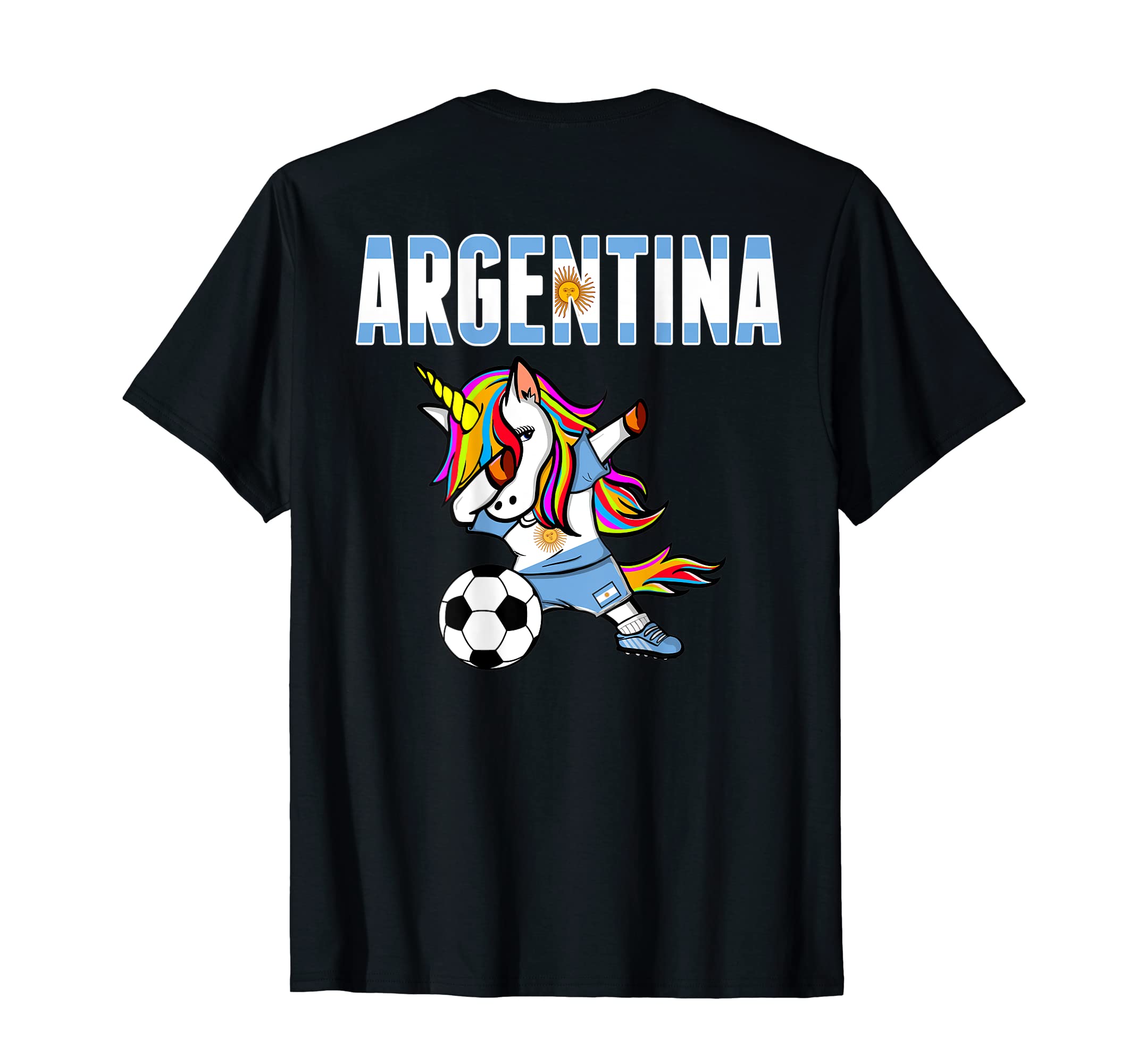 Dabbing Unicorn Argentina Soccer Fan T-Shirt - Unique Graphic Unisex