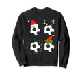 Soccer Ball Santa Hat Reindeer Sweatshirt - Casual Everyday Wear Men Women