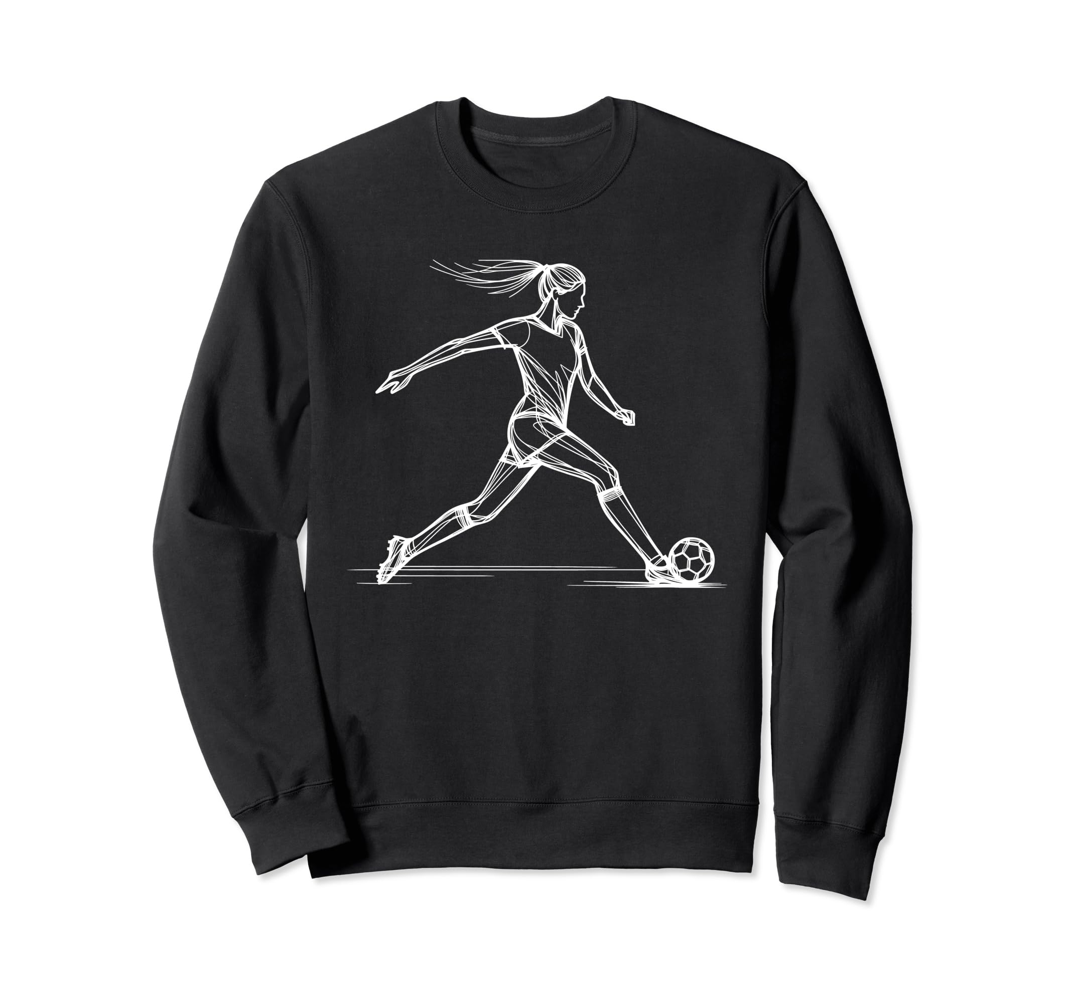 Line Art Soccer Sport Player Sweatshirt - Casual Everyday Wear Men Women