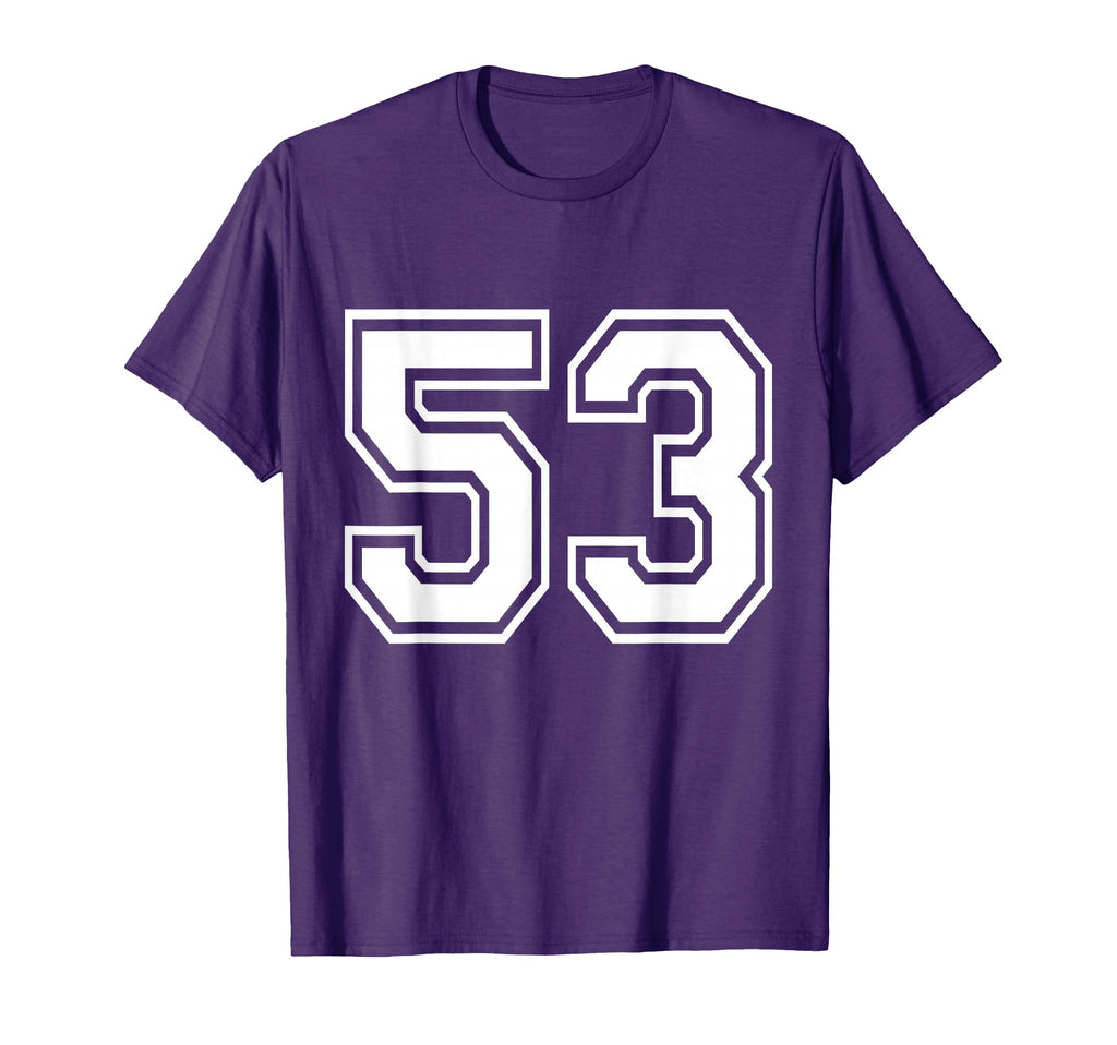 Number 53 Front Back Varsity Sports Team T-Shirt - Custom Art Print Unisex