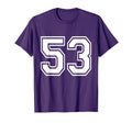 Number 53 Front Back Varsity Sports Team T-Shirt - Custom Art Print Unisex