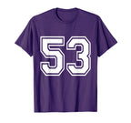Number 53 Front Back Varsity Sports Team T-Shirt - Custom Art Print Unisex