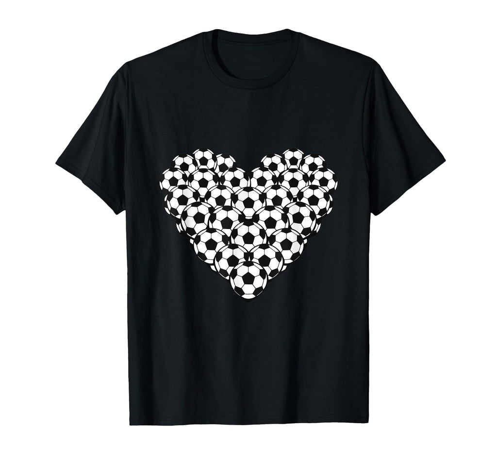 Heart Shaped Soccer Ball Pattern T-Shirt - Casual Everyday Wear for Adults
